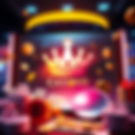 The logo of Crowncoinscasino displayed on a digital screen with cash and gaming elements around it