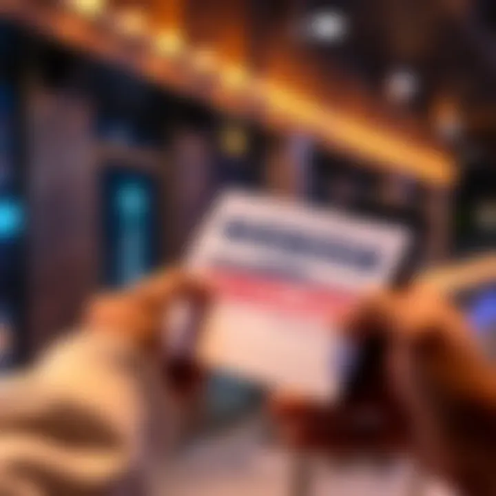 A person holding a cancellation form for a cruise reward while looking at a Black Friday offer on a smartphone.