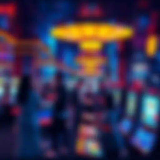 People enjoying games at a lively casino on a cruise ship, with bright lights and slot machines