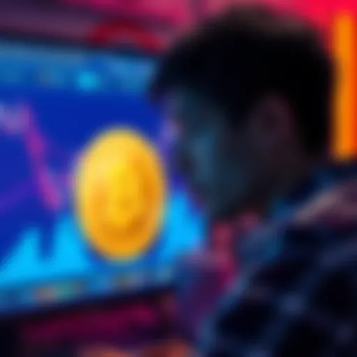 A person looking at a computer screen displaying cryptocurrency and a question mark about bonuses after self-exclusion.