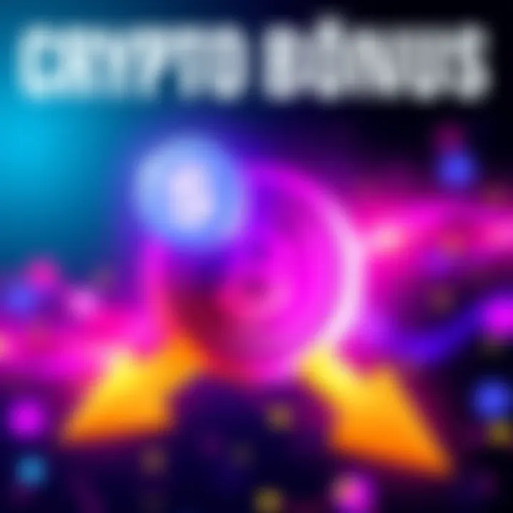 Crypto Bonus Promotion A graphic showing a cryptocurrency bonus offer with a deposit symbol and payout arrows.