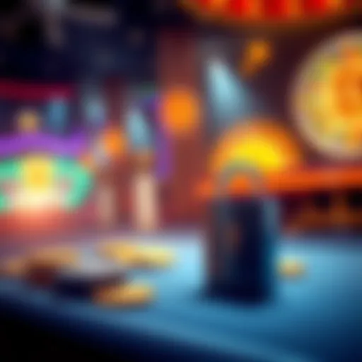 A digital illustration of a casino with cryptocurrency symbols and a lock, representing security in crypto casinos without KYC