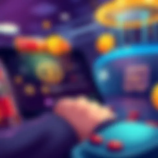 An illustration showing a person interacting with a crypto casino platform, highlighting quick withdrawal options and customer support chat features.