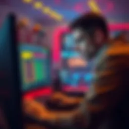 A worried man looking at a computer screen with online gambling site open, showing losing bets and the situation's stress, expecting his first child.