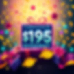 Cryptocurrency Giveaway Promotion A colorful graphic promoting a $195 cryptocurrency giveaway event with a festive background and dollar signs.