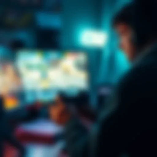 A gamer focused on a computer screen displaying CS2 gameplay with strategy notes nearby