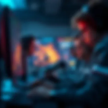 CS2 Team Performance Analysis A group of gamers focused on a computer screen during a CS2 match, showing intense concentration and teamwork