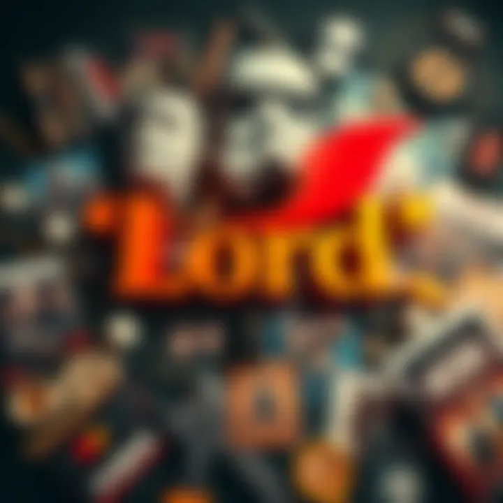 A collage of pop culture items featuring the word 'Lord', including books, music albums, and movies