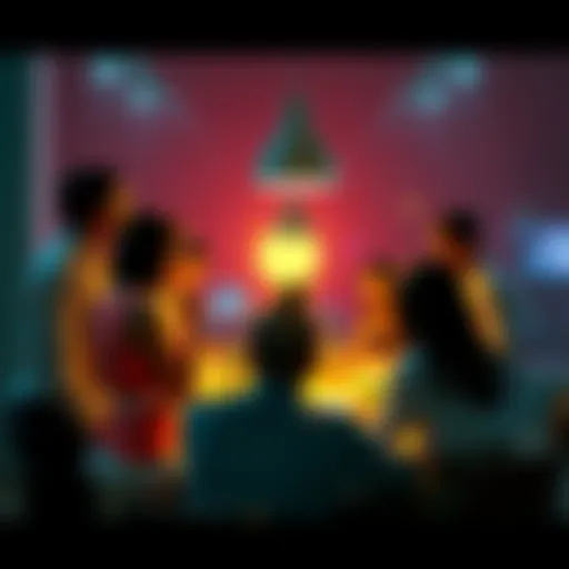 A group of people gathered around a table, engaged in a conversation about a recent mysterious message received by many.