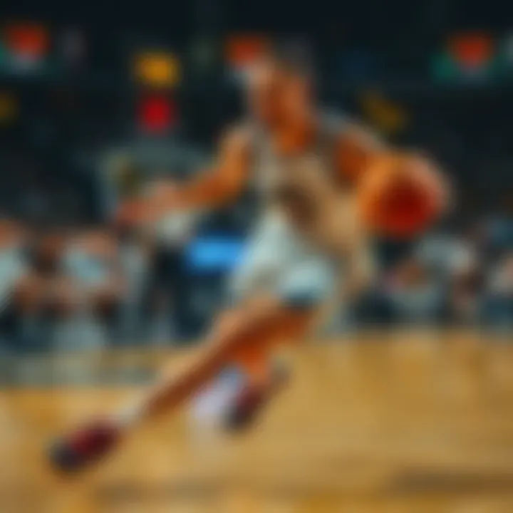Stephen Curry dribbling the basketball during a game, focused and ready to make a play.