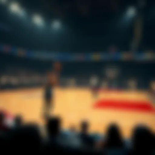 Curry practicing shooting on the court before the game