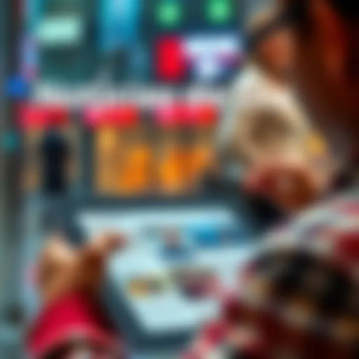 A person reading news on a tablet with headlines and images