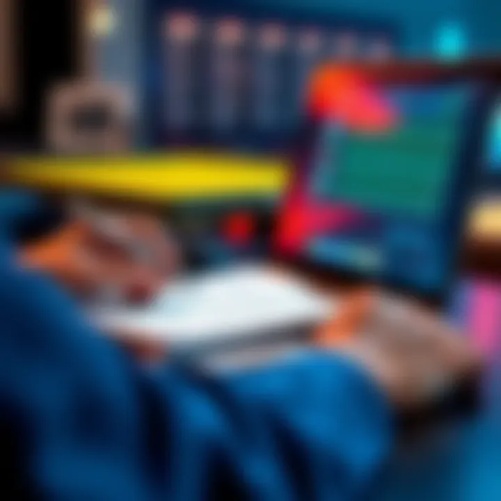 A person reviewing betting odds and tips on a laptop with a notepad and pen