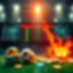 A sports betting display showing odds and a selection for the day, with symbols of money and excitement
