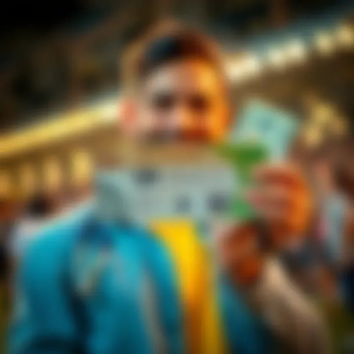 A person holding a winning betting slip with cash in hand, smiling confidently