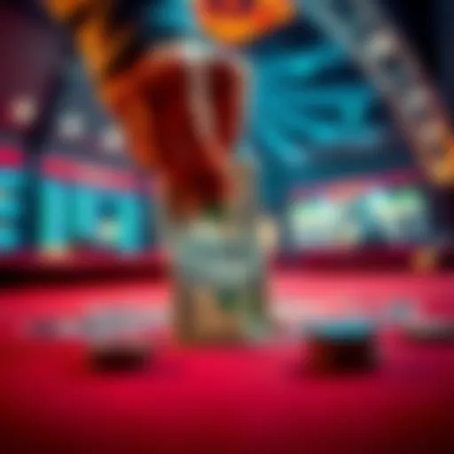 A person placing a dollar bill on a betting table, symbolizing daily betting for profits.