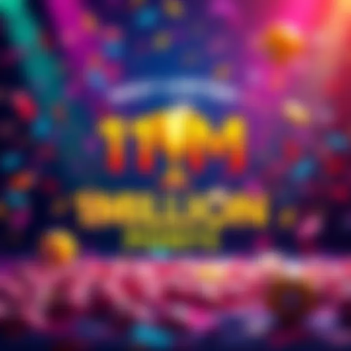 A colorful graphic promoting a daily lottery that offers 1 million points as a prize, featuring confetti and a trophy icon.