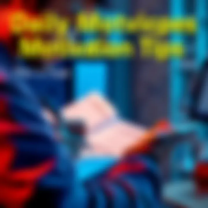 A person looking at a planner while writing down motivational tips for daily challenges.