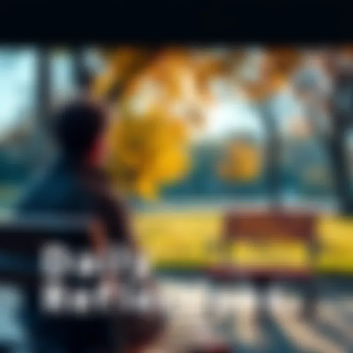 A person sitting on a park bench, looking thoughtful while observing the changing seasons around them, symbolizing life's ups and downs.