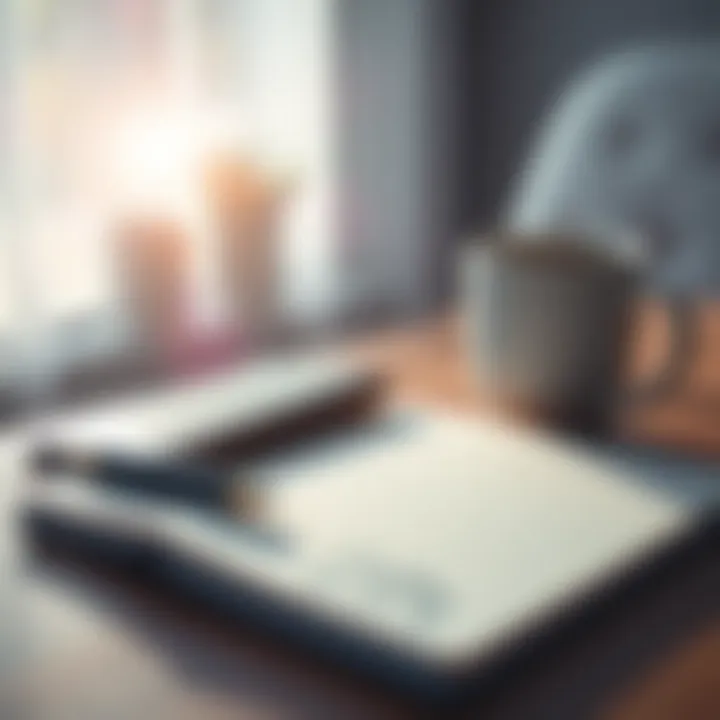 A bright morning scene with a notebook and coffee cup, symbolizing productivity and positive start to the week