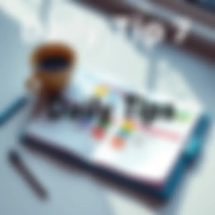 A colorful planner open with notes and a cup of coffee beside it, showing a productive day ahead.