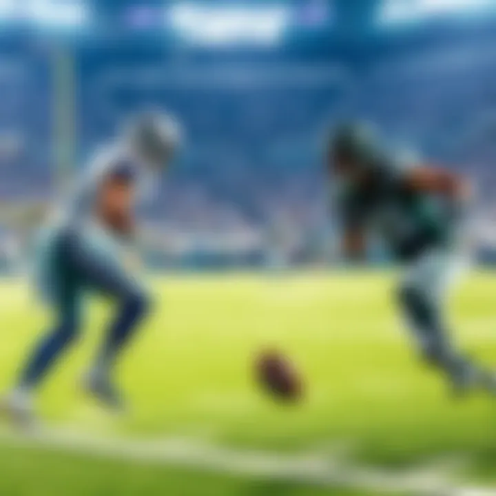Dallas Cowboys and New York Jets players on the field during a football game.