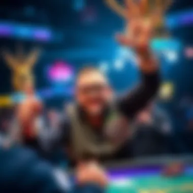 Daniel Negreanu celebrating his poker win Daniel Negreanu holds his 8th WSOP bracelet, celebrating with joy at the poker table