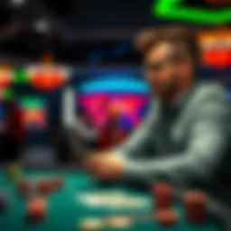 Dario Minieri at a poker table Dario Minieri reflecting while sitting at a poker table with cards and chips in front of him