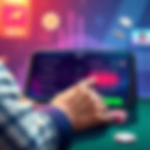 Illustration showing a player activating data saving mode on a GGPoker interface, highlighting data usage settings, with poker elements in the background.