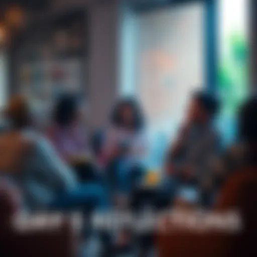 A group of diverse people discussing lessons learned on Day 5 in a cozy setting