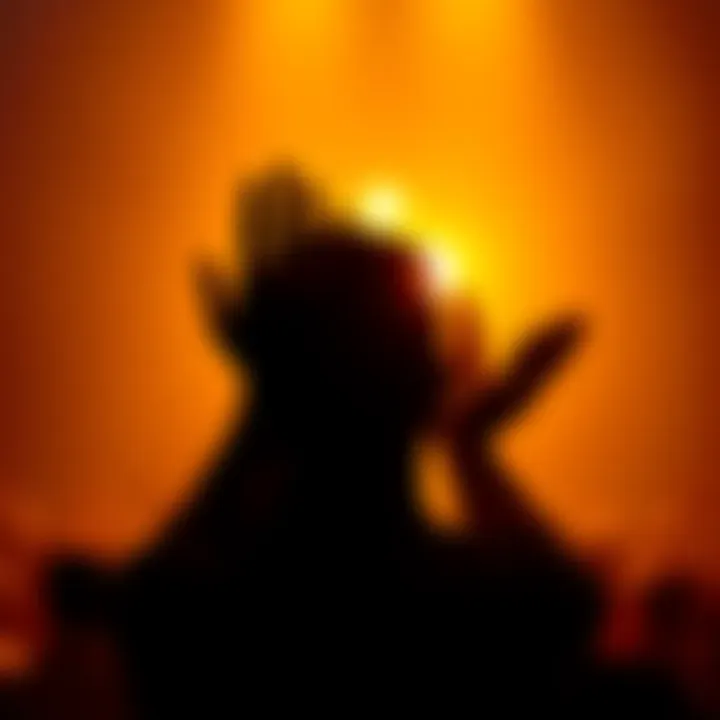 Day of Gratitude A person with hands raised in thanks, surrounded by a warm light, symbolizing a day of gratitude and spirituality.