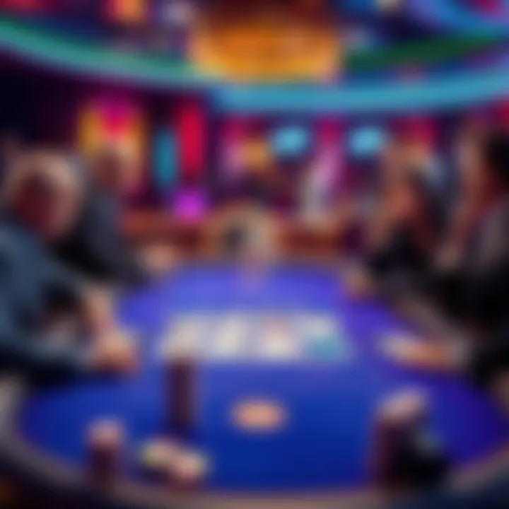 A poker table showing four community cards on the board, with distressed players discussing a dealer mistake during a tournament.