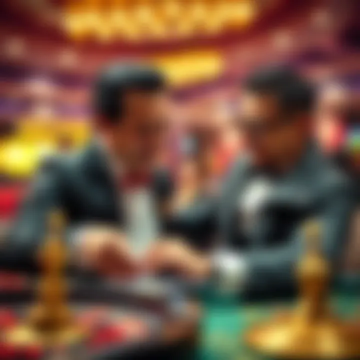 A casino dealer smiling while accepting a tip from a player who just won at the roulette table