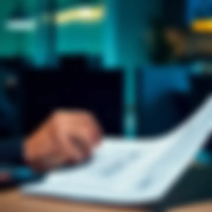 A person considering financial options while looking at paperwork and a calculator
