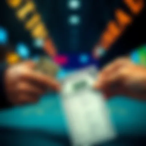 A person weighing options, one hand holding cash while the other is on a betting slip, reflecting a financial decision.