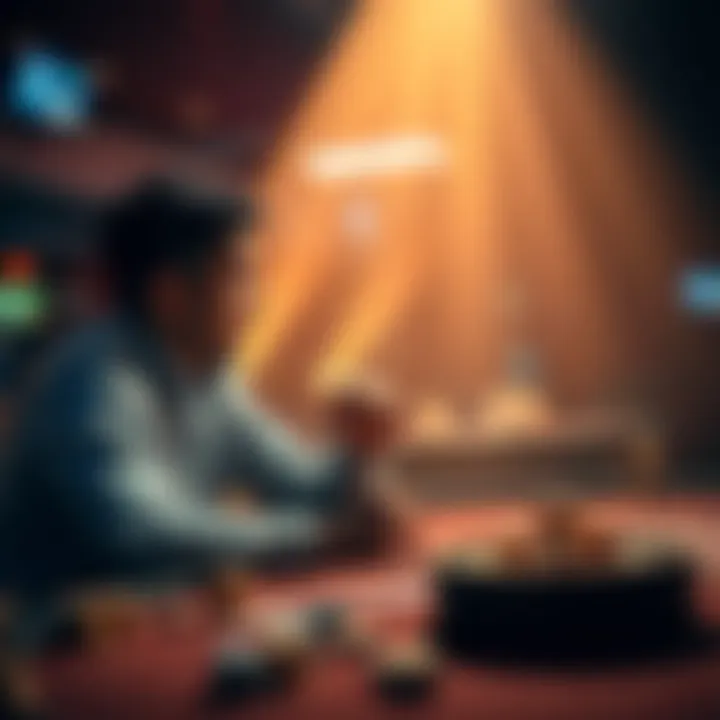 A person sitting at a table contemplating whether to continue gambling or cash out their winnings, showing a mix of excitement and worry.