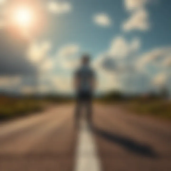 Decision Making A person standing at a crossroads, contemplating whether to go left or right, symbolizing the choice to maintain or change.
