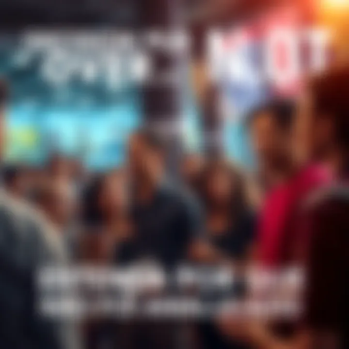 A group of people discussing the impact of a recent decision in a public setting, showing various emotions and reactions.