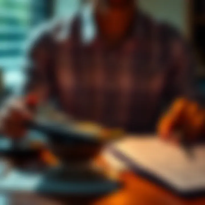 A person weighing options with a calculator and papers, contemplating early payment decisions.