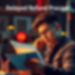 A frustrated person checking their email with unpaid bills in front of them