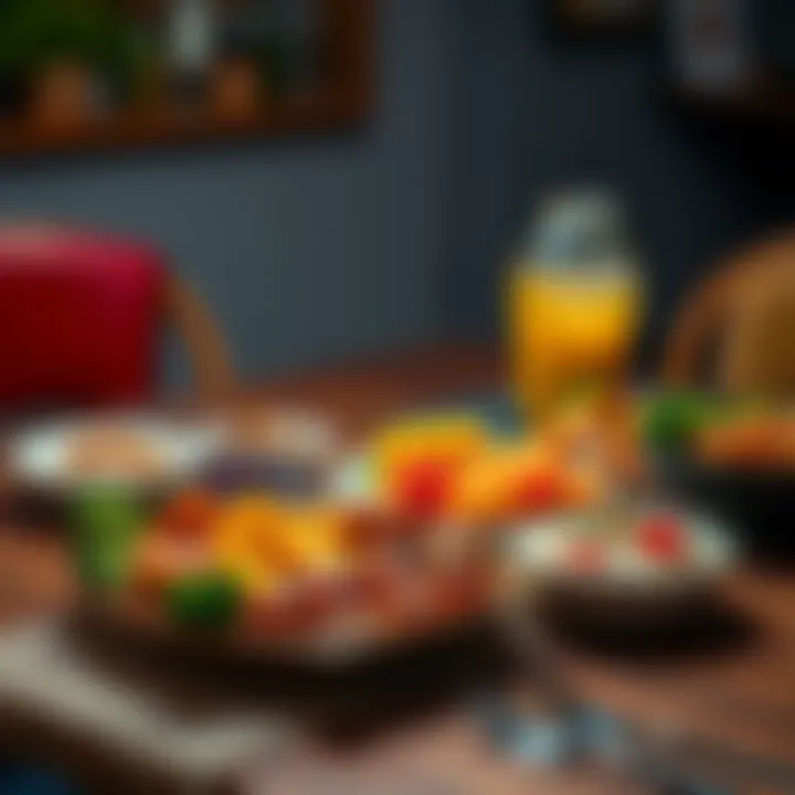 Delicious Home-Cooked Meal A vibrant plate of colorful and tasty dishes served on a dining table, showcasing a variety of recipes that can brighten up any day.