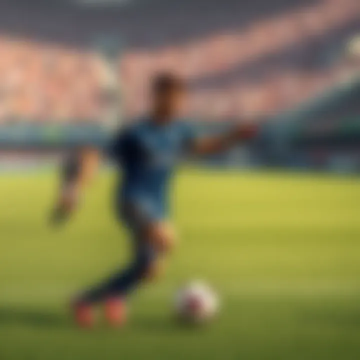 Dennis playing soccer on the field, showing his skills and teamwork during a match