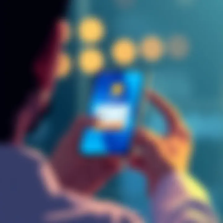 Deposit Illustration A person holding a phone showing a banking app with a deposit being made, symbolizing the process of depositing money for an offer.