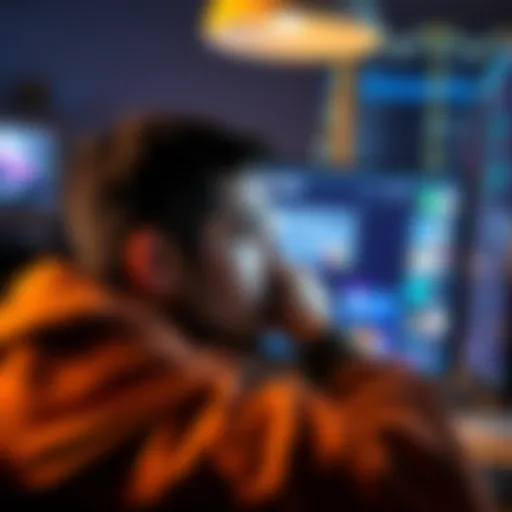 A frustrated person looking at their computer screen, displaying a pending deposit notification in INR.