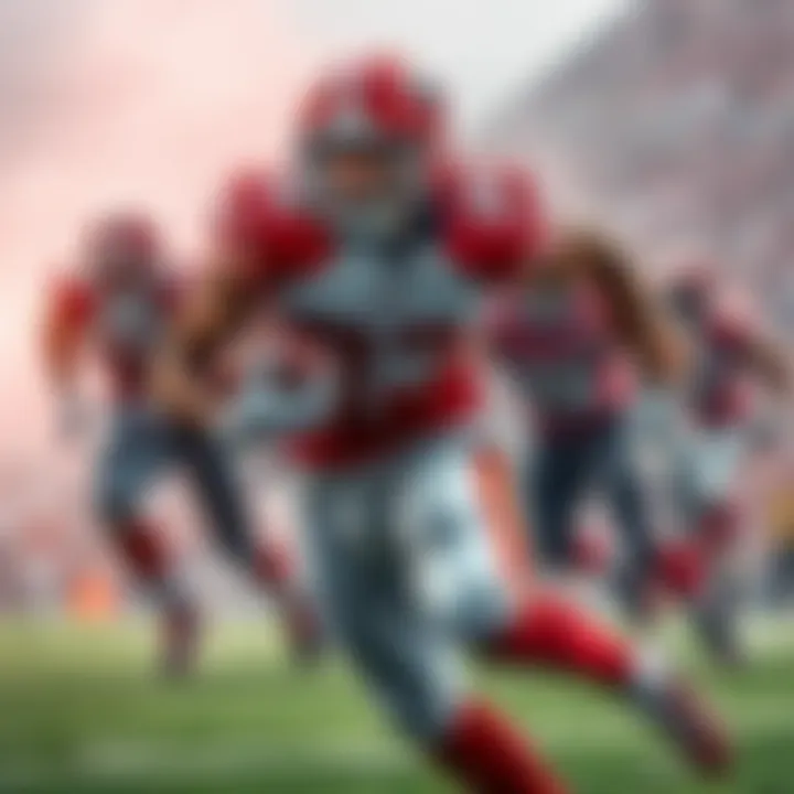 Derrick Henry making a crucial play during a football game, showing determination and focus