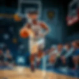 Derrick White dribbling the ball during a game while fans watch in the background