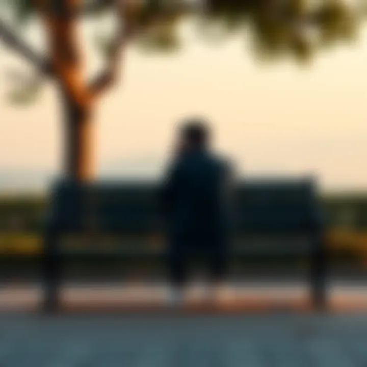 A person sitting on a park bench with their head down, showing signs of stress and sadness due to unemployment.