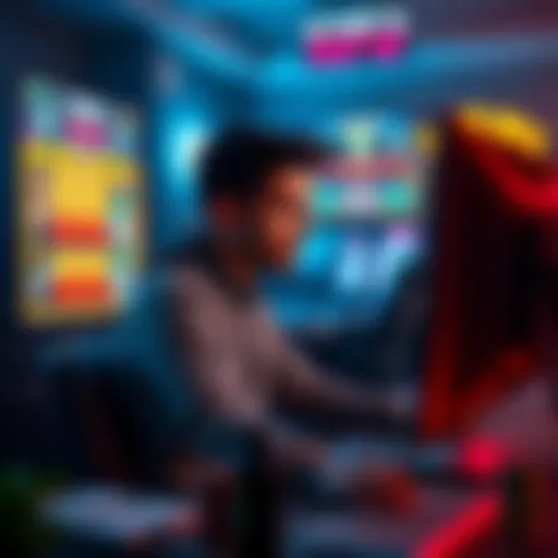 A person sitting at a computer, looking distressed while staring at their gambling losses on the screen.