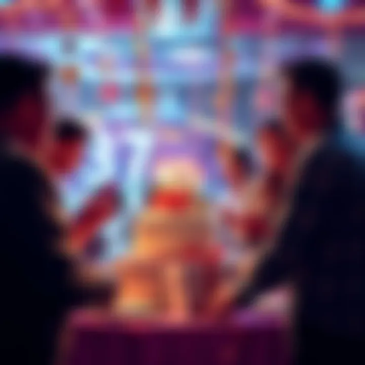 A celebration scene featuring diamond members receiving their birthday rewards, including cash prizes and gifts.