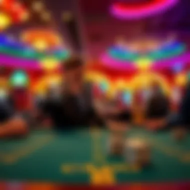 A table with dice and players at a casino in Cherokee, NC, showcasing a gaming dispute as a player gestures towards the dice.